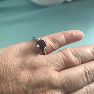Real garnet and diomand sterling silver ring